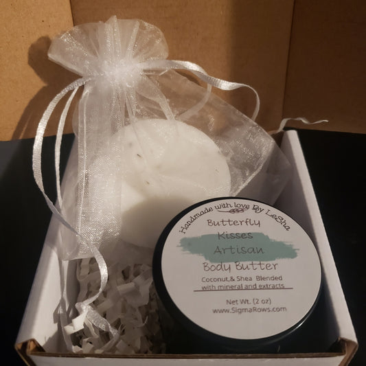 Gift set unscented Body Butter and Lotion Bar  Amber Glass Jar 2 oz